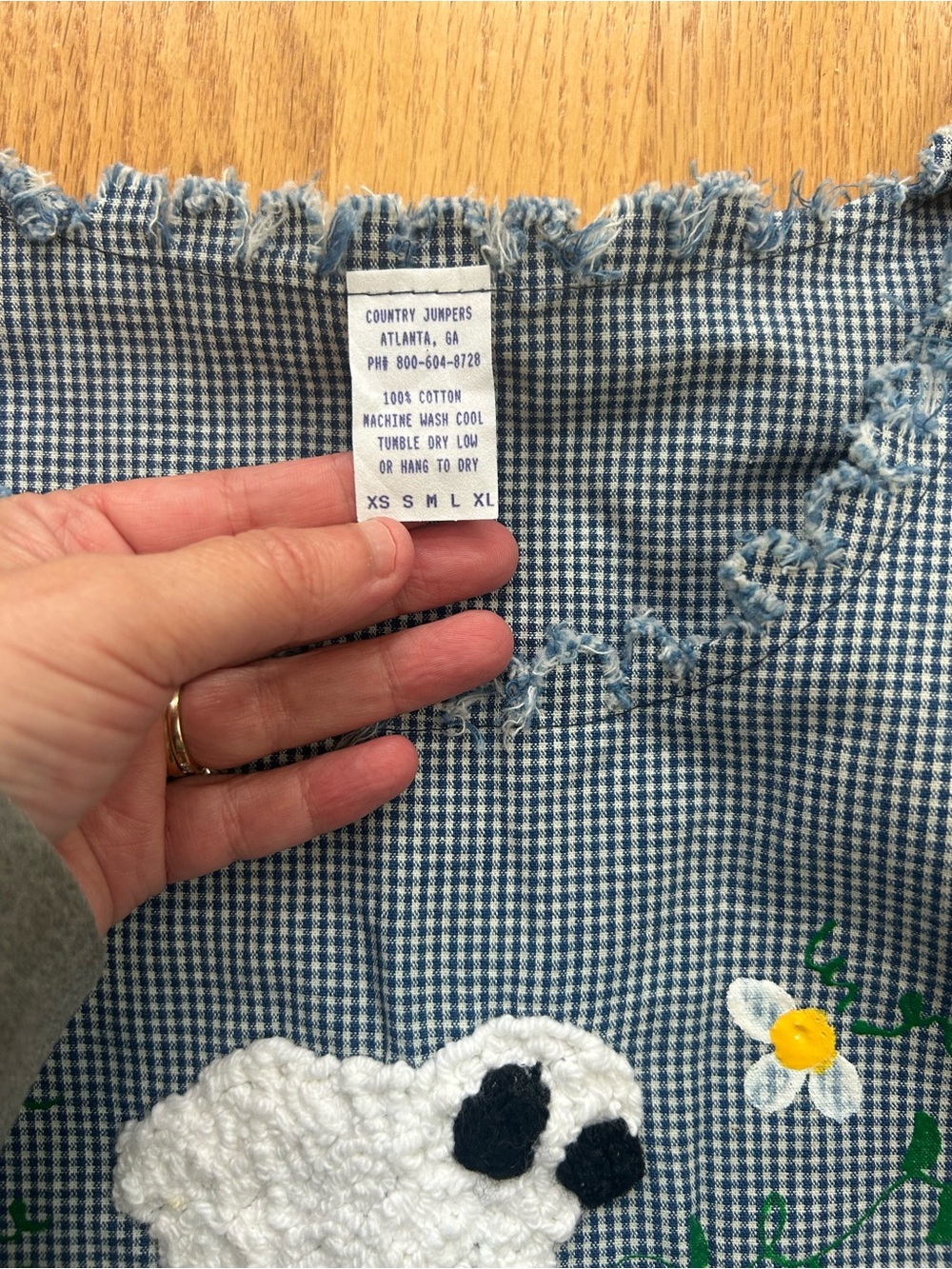 Vintage Country Jumpers Gingham Dress NWT XL‎ Handmade Sheep Embroidery Prairie - Picture 6 of 9